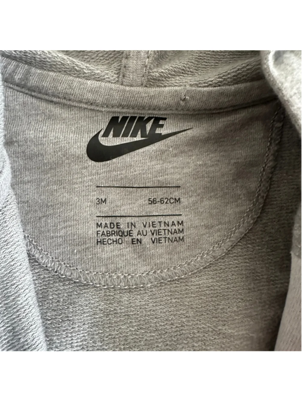 Nike Baby Hooded Romper 3M Gray Full Zip One Piece NWT